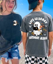 Kids Life Is Scary Double Sided Washed Christian T-shirt