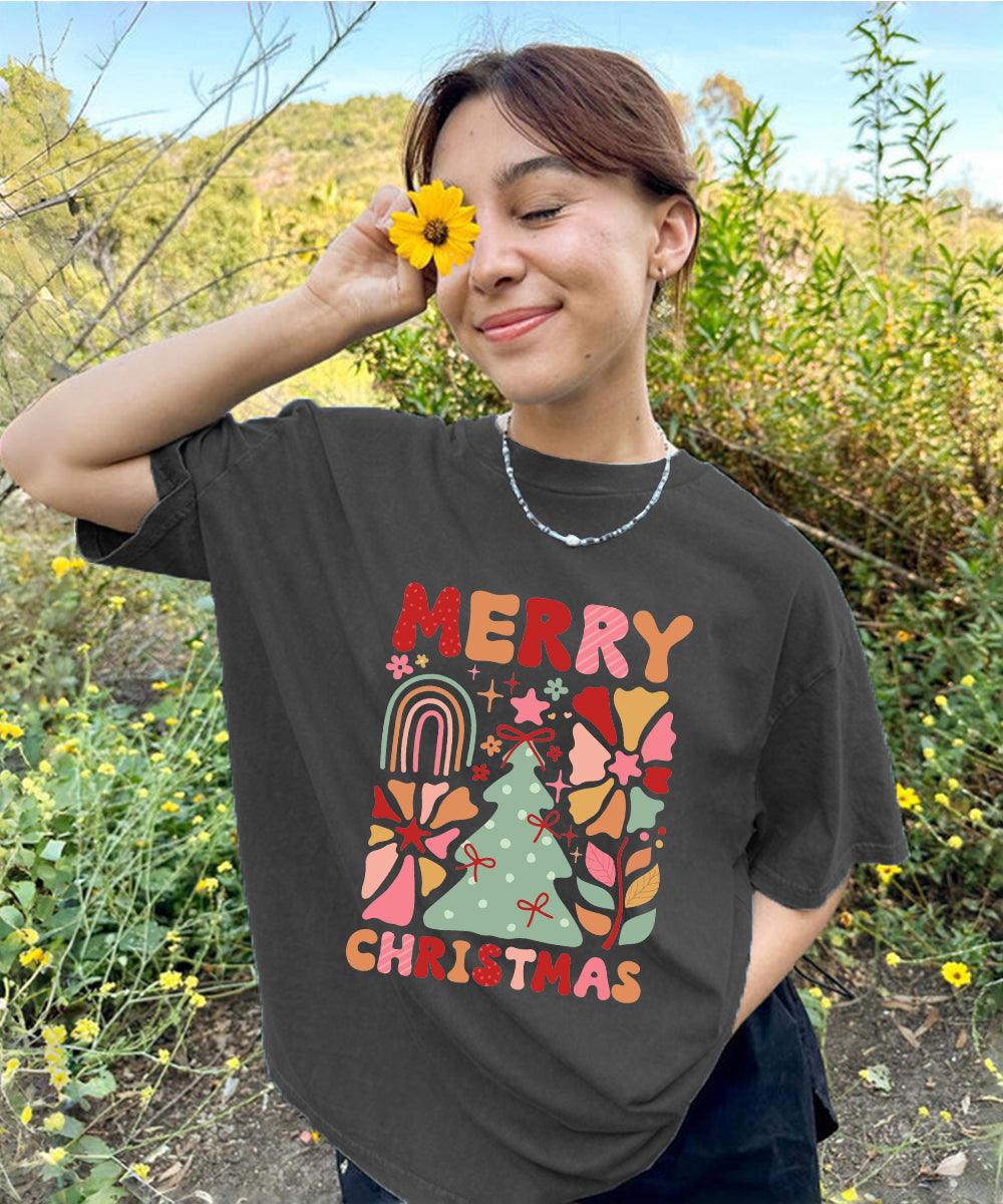 Frohe Weihnachten gewaschenes christliches T-Shirt