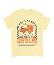 My Morning Stars With Coffee And Jesus Unisex Cotton Christian T-Shirt