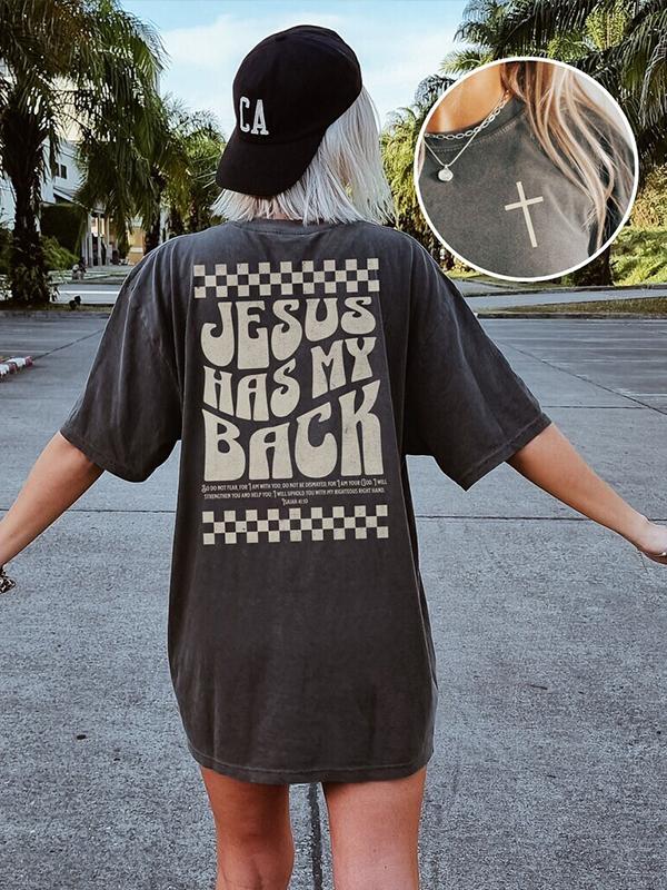 Jesus Has My Back Double Sided Washed Christian T-shirt