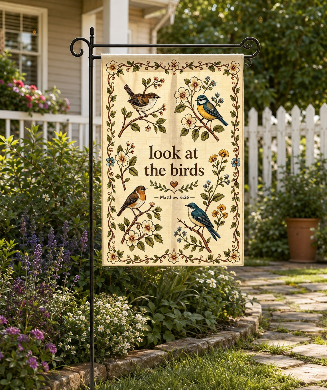 Look at the Birds Christian Garden Flag