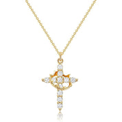 Rotatable Crown Cross Necklace