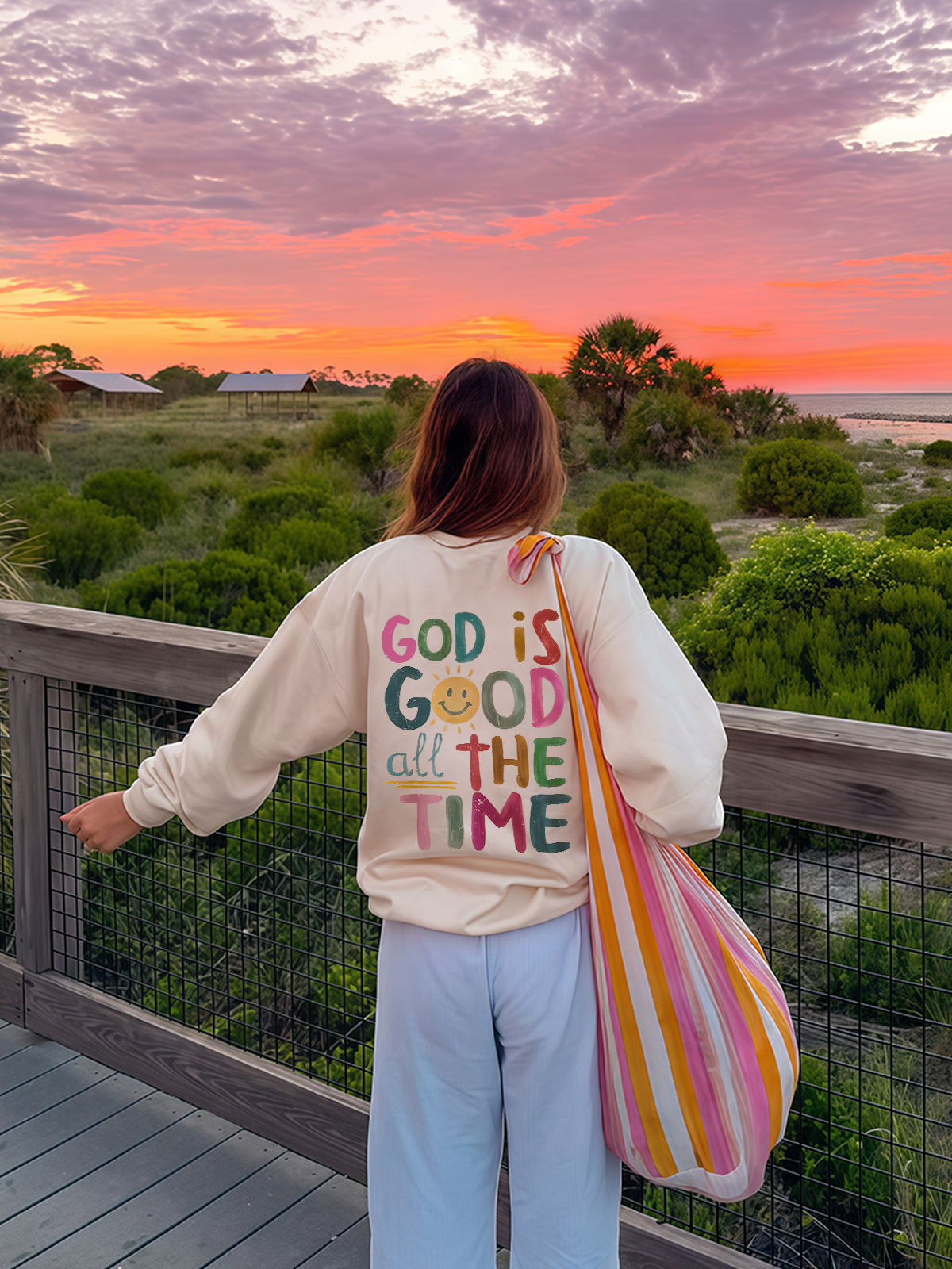 God Is Good All The Time Double Sided Christian Sweatshirt