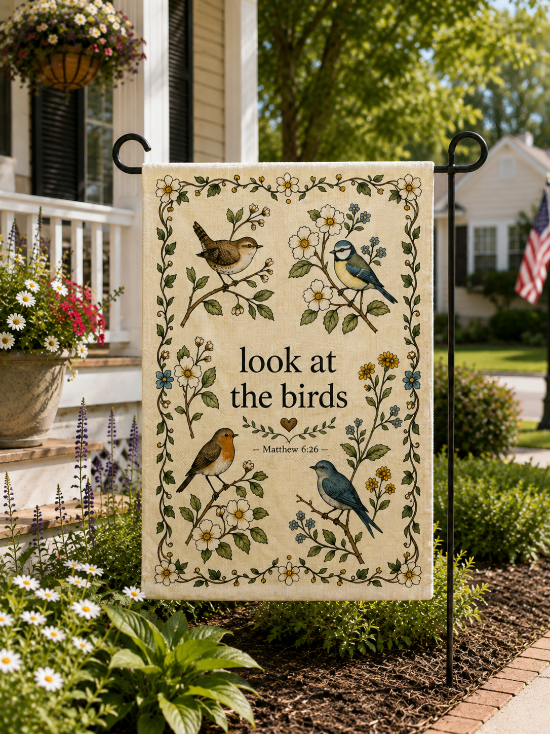Look at the Birds Christian Garden Flag