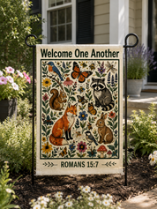 Welcome One Another Christian Garden Flag
