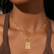 Cross-Shaped Square Pendant With OT Buckle Design