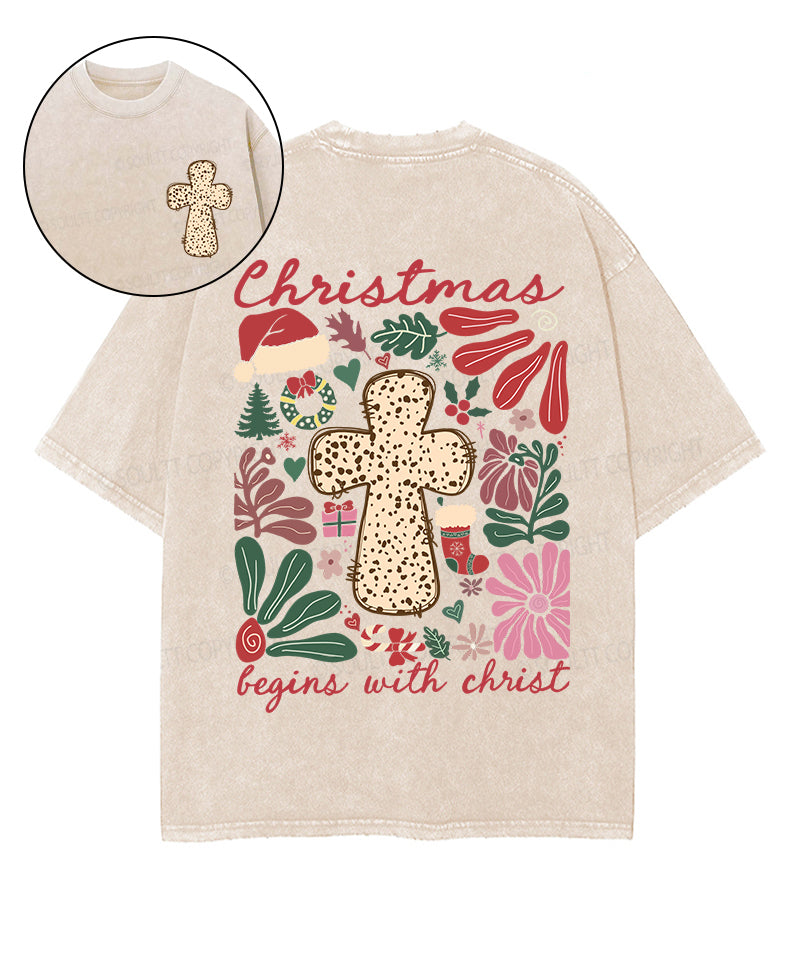 Christmas Begins With Christ Washed Christian T-shirt – Soultt