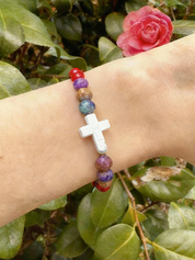 Natural Stone Cross Bracelet