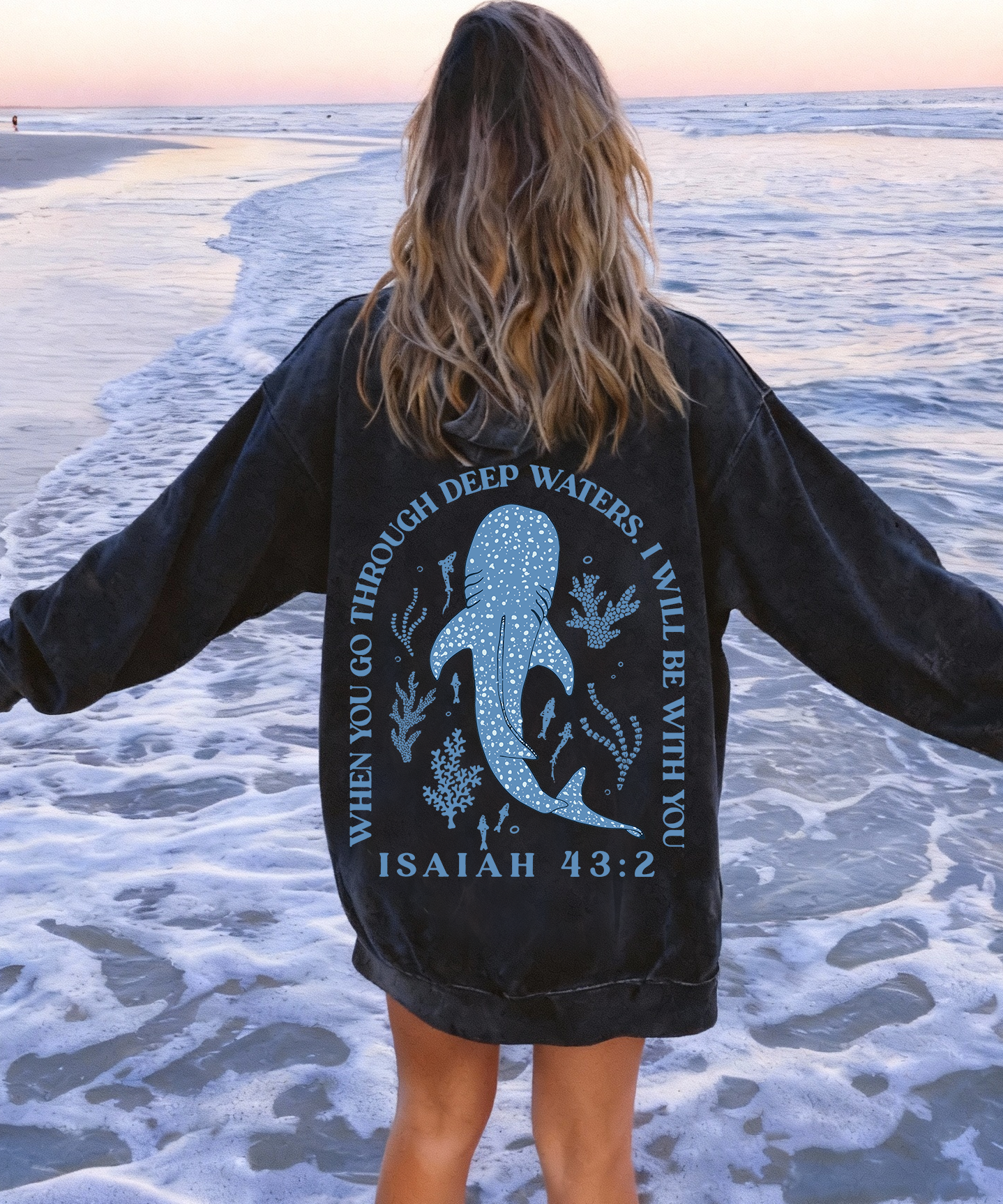I Will Be With You Double Sided Washed Christian Hoodie